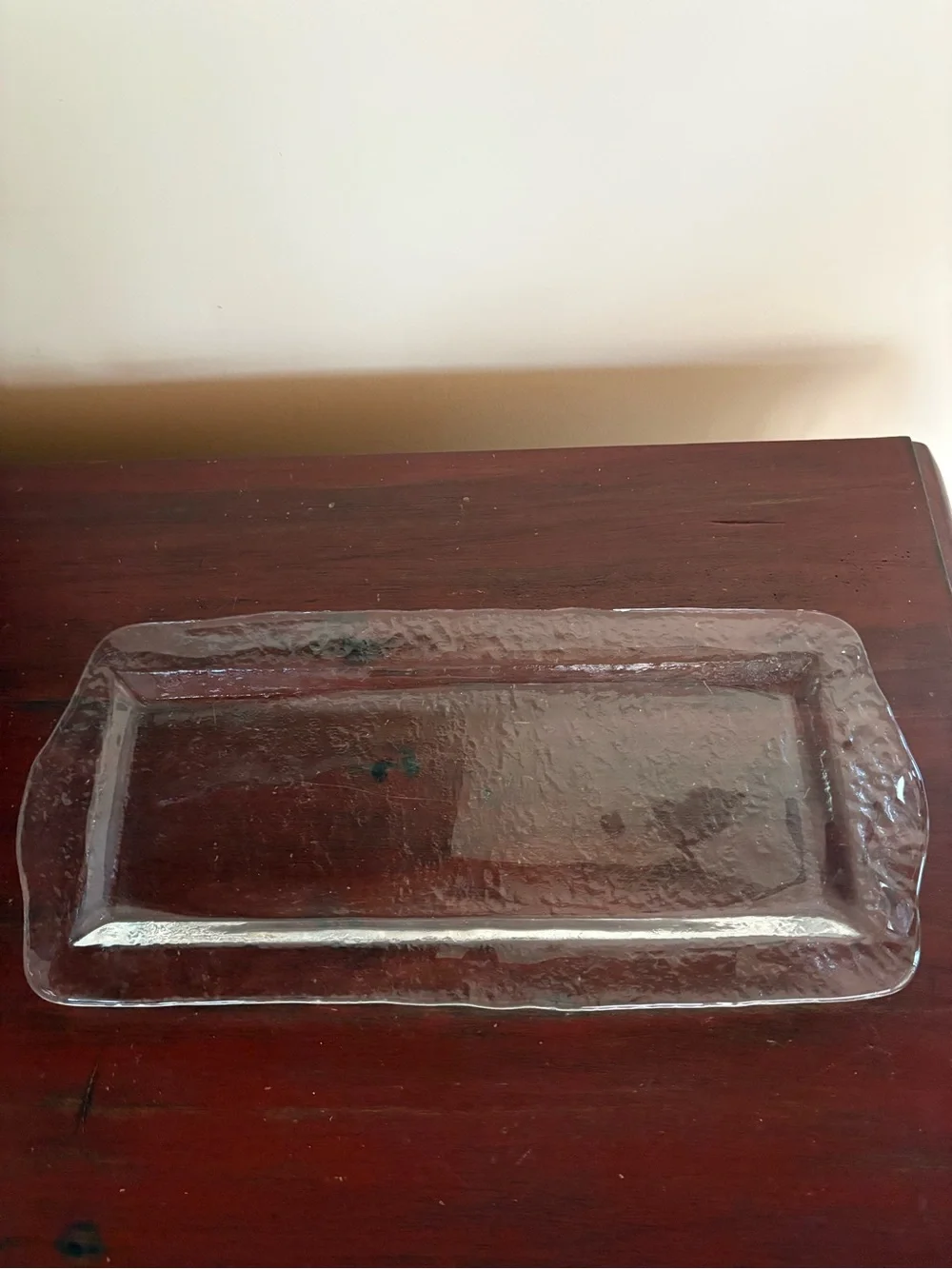 Crate and Barrel Orion Rectangular Platter Textured Glass